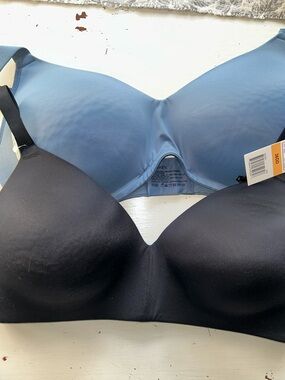Bundle 36DD wireless bras, navy and medium blue